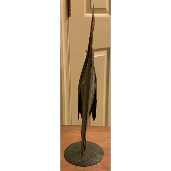 Rooster Metal Decor Puffed Pedestal Painted Green Yard 14"‎ Barn Yard - Picture 5 of 6